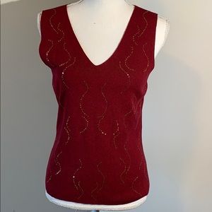 Ann Taylor Loft Dark Red Sweater Vest